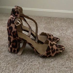 Leopard print block heels